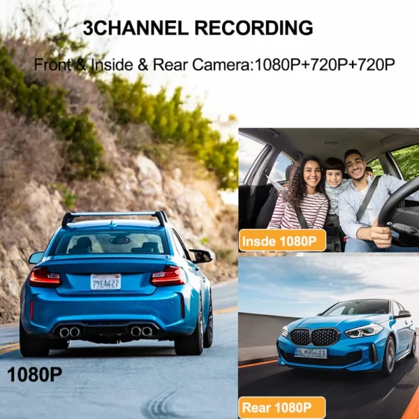 WIFI APP Control Car Dvr 3 Channel 1080P Dash Cam for Cars Front and Rear View Recorder Video Car Camera for Car Assecories - Image 2