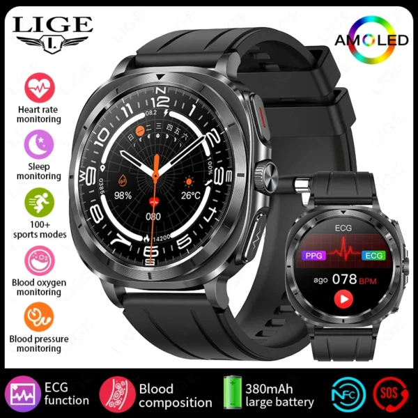 2025 New AI Medical Diagnosis Blood Lipids Uric Acid HRV Monitor Smart Watch Men ECG+PPG NFC Bluetooth Call Health Smartwatch - Image 8