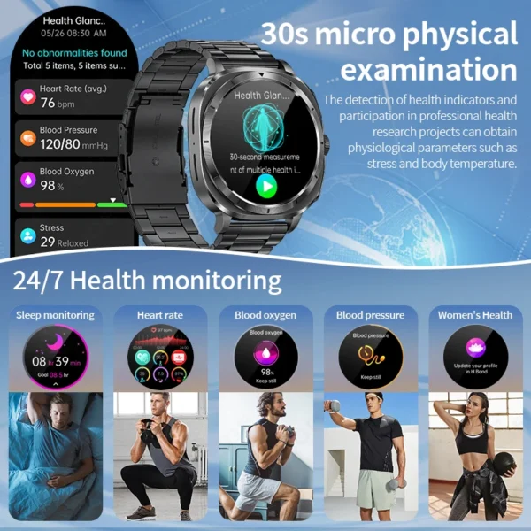 2025 New AI Medical Diagnosis Blood Lipids Uric Acid HRV Monitor Smart Watch Men ECG+PPG NFC Bluetooth Call Health Smartwatch - Image 6