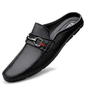 Summer BreatGenuine Leather Half Shoes Italian Style  Slip on Moccasins