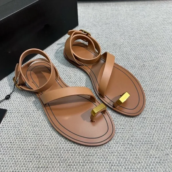 Women's new slotted strap flat clip-toe sandals l - Image 8