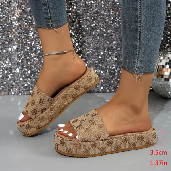 Summer Fashion Women's Slippers Women's Sandals Thick Sole Large Solid Color Slippers Banquet Party Beach Fashion Sandals - Image 7