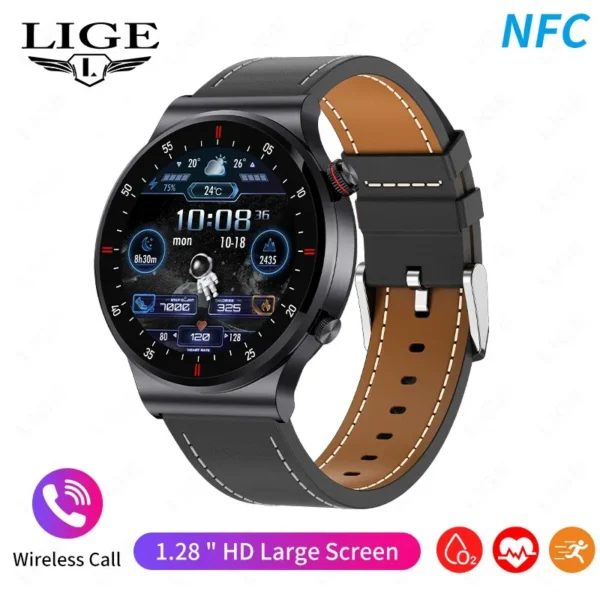 LIGE ECG+PPG Bluetooth Call Smart Watch 2023 Men AMOLED Full Touch Sports NFC Watches Men Smartwatch Waterproof For Android Ios - Image 12