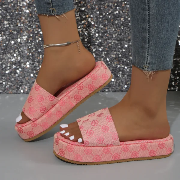 Summer Fashion Women's Slippers Women's Sandals Thick Sole Large Solid Color Slippers Banquet Party Beach Fashion Sandals - Image 9