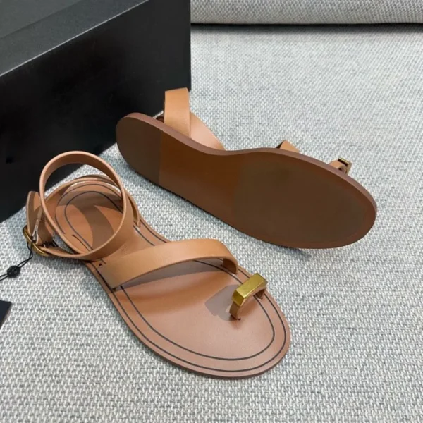 Women's new slotted strap flat clip-toe sandals l