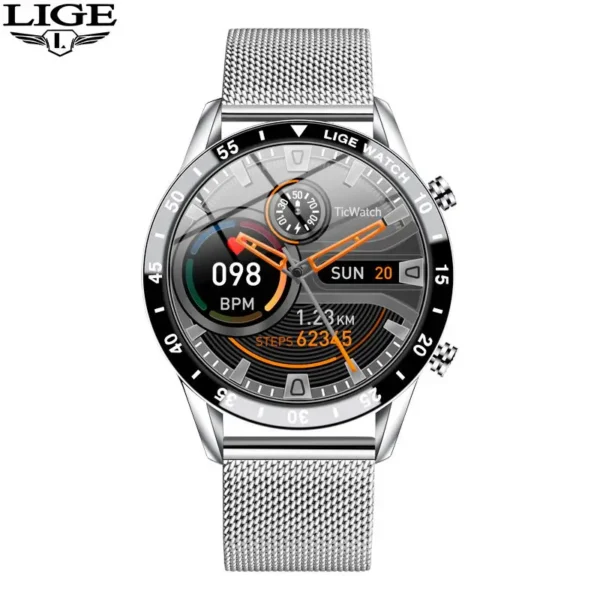 LIGE Luxury Full Circle Touch Screen Men Smart Watch Bluetooth Call Steel Band Waterproof Sports Fitness Watch For Android IOS - Image 7