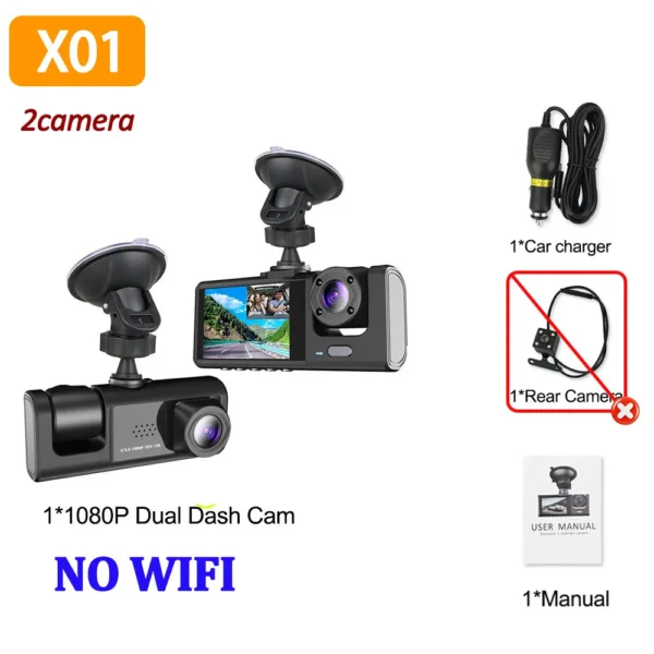 3Channel Dash Cam for Car 1080P Video Recorder WIFI APP Dashcam Car DVR  Front and Rear View Camera Night Vision car accessory - Image 10