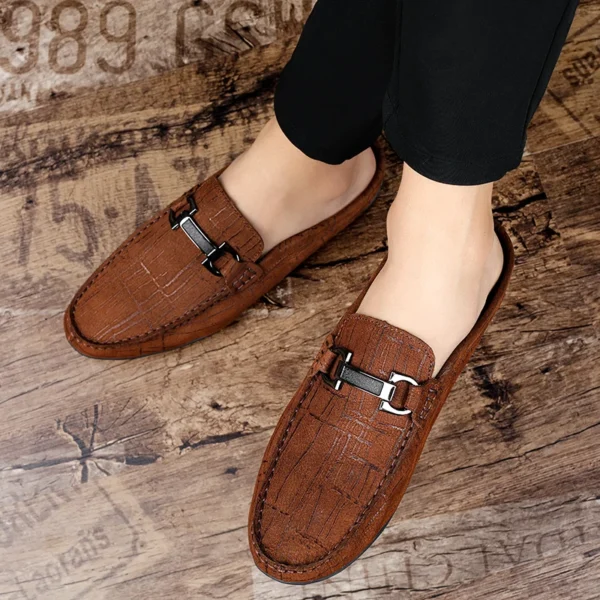 Summer Half Slip On Genuine Leather Formal Loafers - Image 4