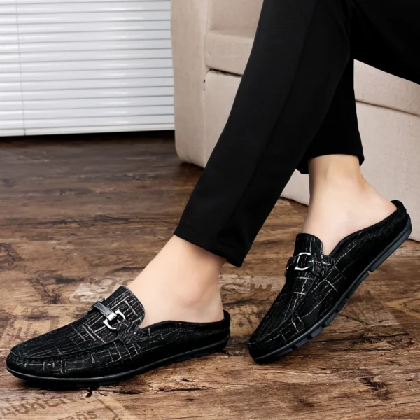 Summer Half Slip On Genuine Leather Formal Loafers - Image 3