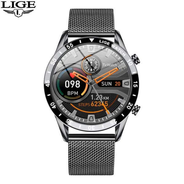 LIGE Luxury Full Circle Touch Screen Men Smart Watch Bluetooth Call Steel Band Waterproof Sports Fitness Watch For Android IOS - Image 8