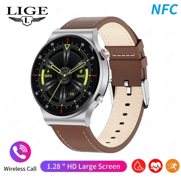 LIGE ECG+PPG Bluetooth Call Smart Watch 2023 Men AMOLED Full Touch Sports NFC Watches Men Smartwatch Waterproof For Android Ios - Image 11