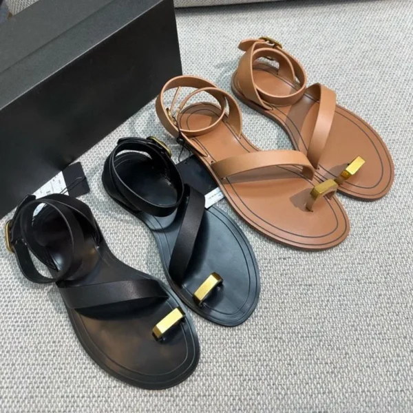 Women's new slotted strap flat clip-toe sandals l - Image 2