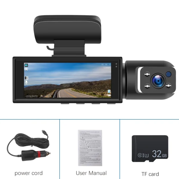 Podofo 3.16 Inch Dash Cam  in Car DVR Camera Video Recorder Rear View Dual Lens HD Cycle Recording Video - Image 8