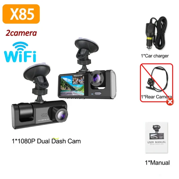 WIFI APP Control Car Dvr 3 Channel 1080P Dash Cam for Cars Front and Rear View Recorder Video Car Camera for Car Assecories - Image 7