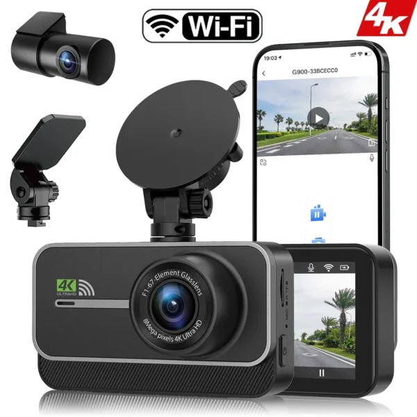 Car Video Surveillance Dash Cam for Cars Car Camera Dash Cam 4K WIFI  Black Box 24H Parking Mode Recorder