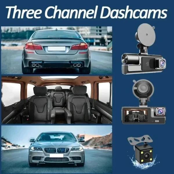 Dash Car Camera Cam Loop Recording Dashcam Reversing Video Dvr Channel Black Box 1080P Night Vision 170° Wide Angle G-sensor - Image 2