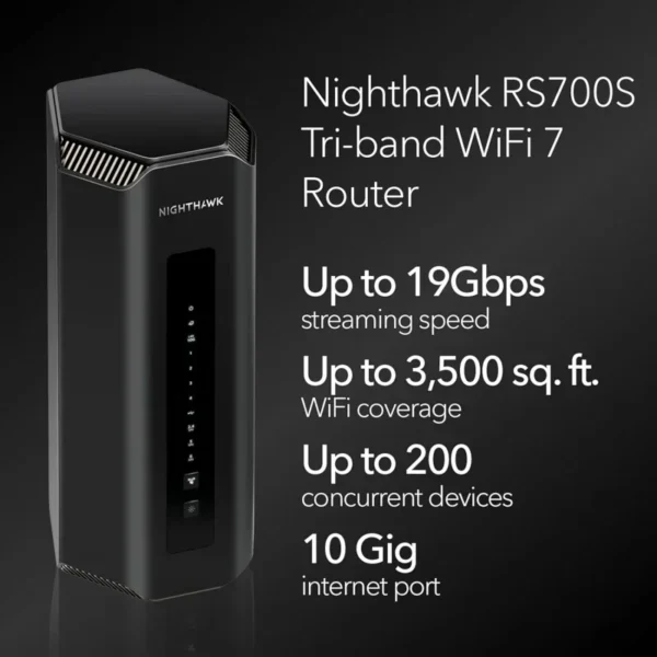 Nighthawk Tri-Band WiFi 7 Router (RS700S) Gaming Router with 10GB Port - BE19000 Wireless Speed (Up to 19Gbps) - Image 2