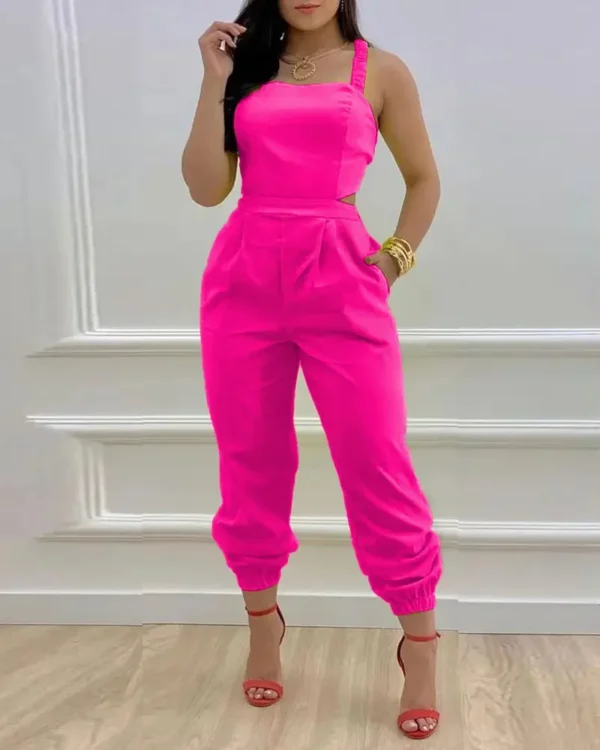 Elegant Women's jumpsuit 2024 Summer Fashion Strap Hollow Sexy Off waist Printed jumpsuit - Image 7