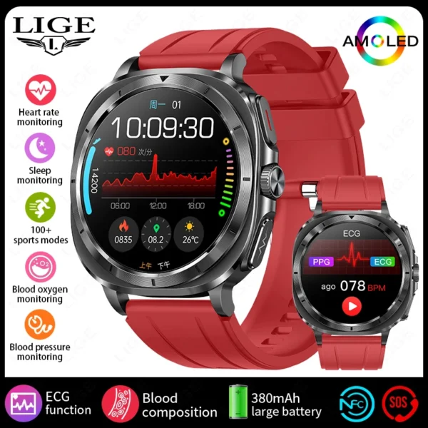 2025 New AI Medical Diagnosis Blood Lipids Uric Acid HRV Monitor Smart Watch Men ECG+PPG NFC Bluetooth Call Health Smartwatch - Image 7