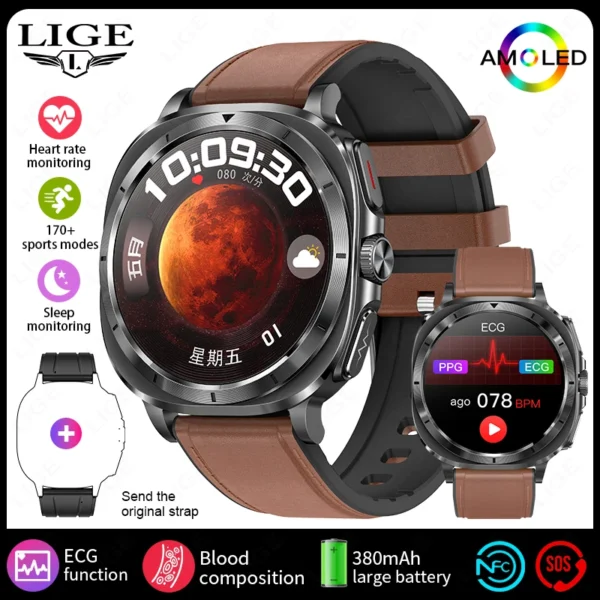 2025 New AI Medical Diagnosis Blood Lipids Uric Acid HRV Monitor Smart Watch Men ECG+PPG NFC Bluetooth Call Health Smartwatch - Image 11