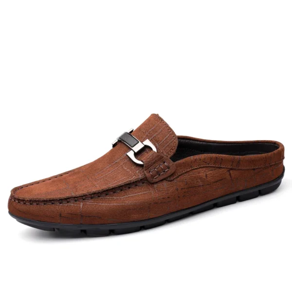 Summer Half Slip On Genuine Leather Formal Loafers - Image 7