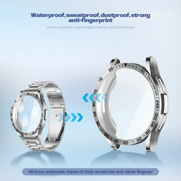 4-in-1 Modification Kit for Samsung Galaxy Watch 6 Classic 43mm 47mm Metal Stainless Steel Strap TPU Case Bezel Protective Film - Image 4