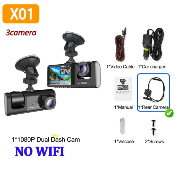 3 Channel Dash Cam for Cars Camera WIFI 1080P Video Recorder Front inside Rear View Camera Car DVR Black Box Car Assecories - Image 8