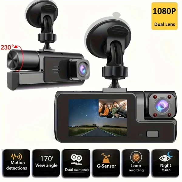 Dash Cam Front and Inside FHD 1080P Recording Car DVR Cam Small Dash Camera for Cars - Image 6