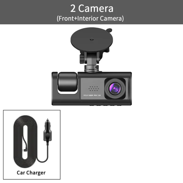 3 Channel Car DVR HD 1080P 3-Lens Inside Vehicle Dash CamThree Way Camera DVRs Recorder Video Registrator Dashcam Camcorder - Image 8