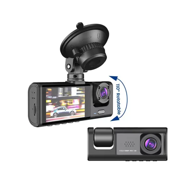 3 Channel Car DVR HD 1080P 3-Lens Inside Vehicle Dash CamThree Way Camera DVRs Recorder Video Registrator Dashcam Camcorder - Image 2