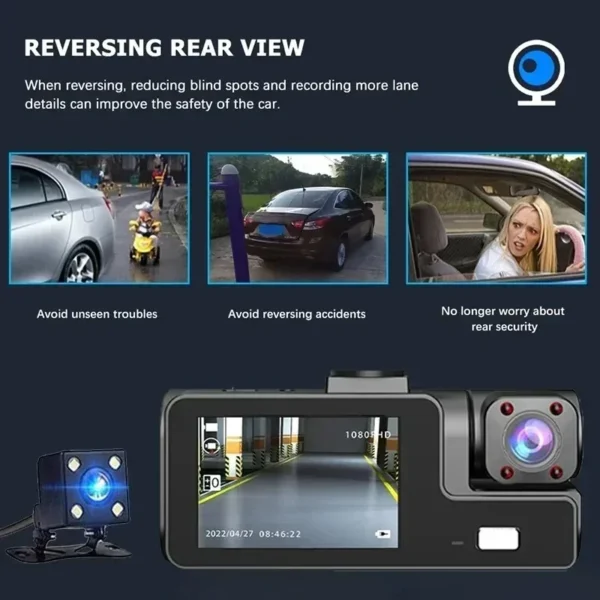 Dash Car Camera Cam Loop Recording Dashcam Reversing Video Dvr Channel Black Box 1080P Night Vision 170° Wide Angle G-sensor - Image 4