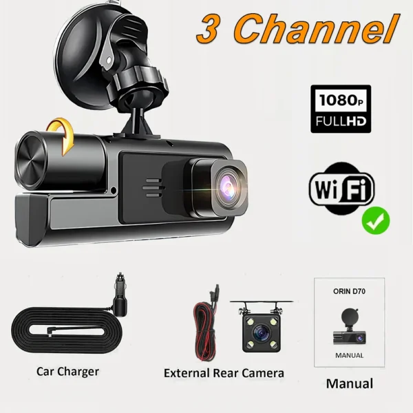 3Camera Car DVR For Car Camera 1080P Video Recorder WIFI Dash Cam Front Rear View Camera Night Vision Black Box Car Accessories - Image 7