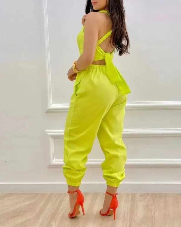 Elegant Women's jumpsuit 2024 Summer Fashion Strap Hollow Sexy Off waist Printed jumpsuit - Image 3