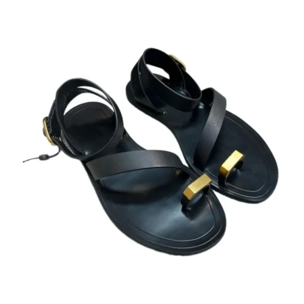 Women's new slotted strap flat clip-toe sandals l - Image 3