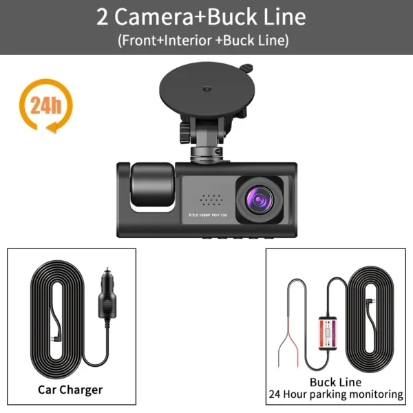 3 Channel Car DVR HD 1080P 3-Lens Inside Vehicle Dash CamThree Way Camera DVRs Recorder Video Registrator Dashcam Camcorder - Image 9