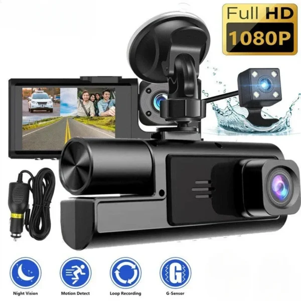 Dash Car Camera Cam Loop Recording Dashcam Reversing Video Dvr Channel Black Box 1080P Night Vision 170° Wide Angle G-sensor