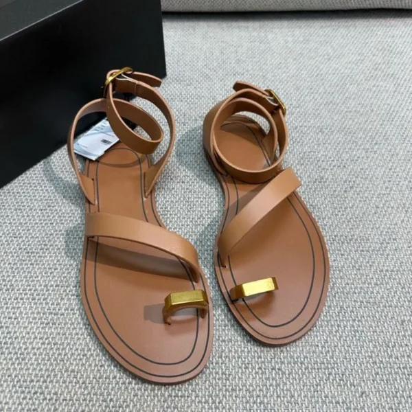 Women's new slotted strap flat clip-toe sandals l - Image 5