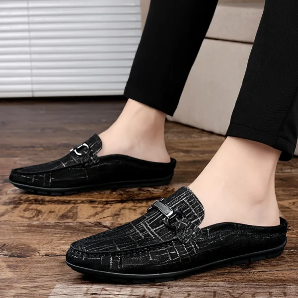 Summer Half Slip On Genuine Leather Formal Loafers - Image 2