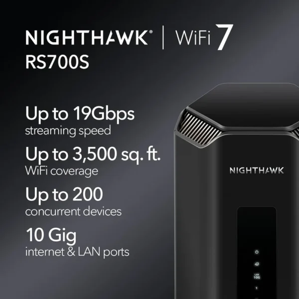 Nighthawk Tri-Band WiFi 7 Router (RS700S) - BE19000 Wireless Speed (up to 19Gbps) – 10 Gig Port - Coverage up to 3,500 sq. ft., - Image 2