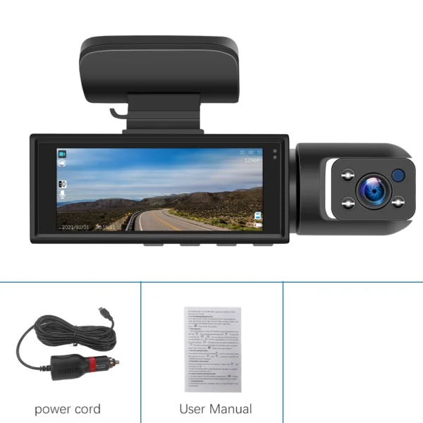 Podofo 3.16 Inch Dash Cam  in Car DVR Camera Video Recorder Rear View Dual Lens HD Cycle Recording Video - Image 7