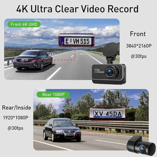 Car Video Surveillance Dash Cam for Cars Car Camera Dash Cam 4K WIFI  Black Box 24H Parking Mode Recorder - Image 2