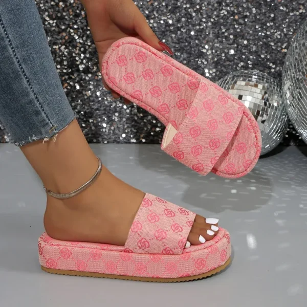 Summer Fashion Women's Slippers Women's Sandals Thick Sole Large Solid Color Slippers Banquet Party Beach Fashion Sandals - Image 6