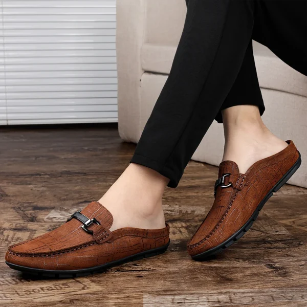 Summer Half Slip On Genuine Leather Formal Loafers - Image 6