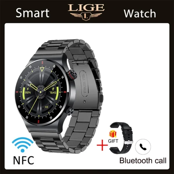 LIGE ECG+PPG Bluetooth Call Smart Watch 2023 Men AMOLED Full Touch Sports NFC Watches Men Smartwatch Waterproof For Android Ios - Image 8